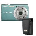 Nikon Coolpix S220 Green Compact Digital Camera - Plus free leather case worth £19.99