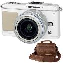 Olympus E-P1 White Digital Camera with 14-42mm Silver Lens plus Free Retro Bag