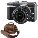 Olympus E-PL1 Black Digital Camera with 14-42mm Black Lens plus Free Retro Bag