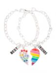 Best Friends Stripes & Rhinestone Heart Bracelets