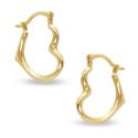 10K Gold Open Heart Hoop Earrings