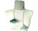 Ice Mint Nuno Felt Scarf with Flowers