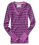 long sleeve stripped v neck