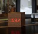 LED Teak Cube Click Clock