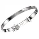 D for Diamond Sterling Silver Diamond Angel Bangle