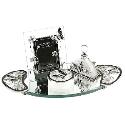 The Juliana Collection Black and Silver Glass Tray Set The Juliana Collection Black and Silver Glass Tray Set