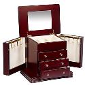 Square Mahogany Finish Jewellery Box