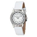 Oasis Ladies' Stone-set White Leather Strap Watch