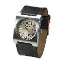 Bench Men's Black and Orange Leather Strap Watch