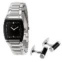 Accurist Men's Steel Bracelet Watch and Cufflinks Set