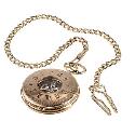 Men's Rose Gold Plated Skeleton Pocket Watch