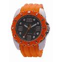 Kahuna Men's Round Black Dial Orange Rubber Strap Watch