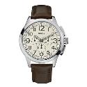 Guess Men's Brown Leather Strap Watch