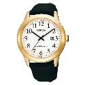 Lorus Men's Gold-Plated Black Strap Watch