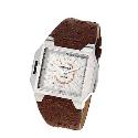 Diesel Men's Silver Dial Brown Leather Strap Watch