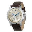 Fossil Men's Champagne Dial Brown Leather Strap Watch