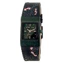 Kahuna Ladies' Black IP Black and Pink Leather Strap Watch