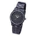 Oasis Ladies' Stone Set Black Strap Watch