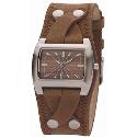 Kahuna Ladies' Rectangular Dial Brown Leather Cuff Watch