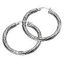 9ct White Gold Twist Creole Earrings