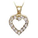 9ct Gold Cubic Zirconia Open Heart Pendant