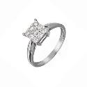 9ct White Gold Square 1/2 Carat Diamond Cluster Ring