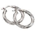 9ct White Gold Twisted Creole Earrings