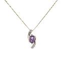 9ct Yellow Gold Anmethyst And Cubic Zirconia Necklace