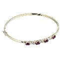 9ct Gold Diamond & Ruby Bangle