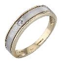 9ct Two Colour Gold Diamond Set Signet Ring