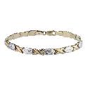 9ct Two Colour Gold 7.25"" ""Kiss"" Bracelet