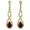 9ct Gold Garnet ""Figure of 8"" Drop Earrings