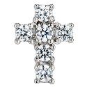 9ct White Gold Single Cubic Zirconia Cross Stud Earring