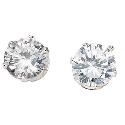 Silver Round Cubic Zirconia Stud Earrings