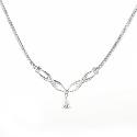 9ct White Gold Cubic Zirconia Kiss Necklace