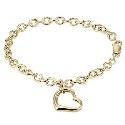 9ct Gold 7.25"" Heart Belcher Bracelet