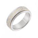 Men's Titanium and Yellow Patterned Ring Men's Titanium and Yellow Patterned Ring