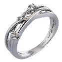 9ct White Gold 1/10 Carat Diamond Three Stone Ring