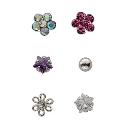 6 Sterling Silver Crystal Nose Stud Box Set