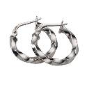 9ct White Gold Twist Creole Earrings