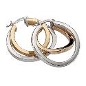 9ct Two Colour Gold Creole Earrings