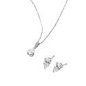 9ct White Gold Cubic Zirconia Pendant And Earring Set