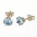 9ct Yellow Gold Aqua Crystal Stud Earrings 5mm