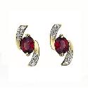 9ct Yellow Gold Garnet Cubic Zirconia Stud Earrings