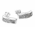 Sterling Silver White Crystal Stud Earrings