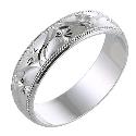 Men's 9ct White Gold 6mm Patterned Ring