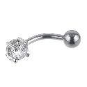 Stainless Steel Cubic Zirconia Belly Bar