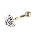 9ct Gold Glitter Heart Belly Bar