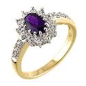 9ct Yellow Gold Cubic Zirconia Amethyst Dress Ring