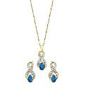 9ct Yellow Gold Diamond Sapphire Earring And Pendant Set